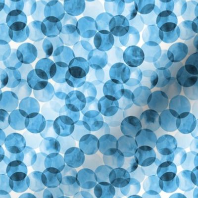 Small Scale Watercolor Bokeh Bubble Dots - Bright Blue