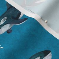 Bigger Scale Orca Killer Whale Deep Blue Sea on Turquoise