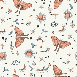 LARGE boho butterfly fabric - luna moth fabric interiors scale