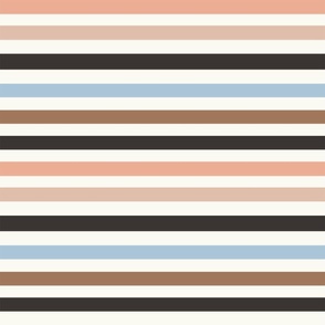 LARGE boho stripes fabric - pink blue brown and black