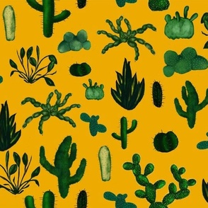 cactus pattern mustard small