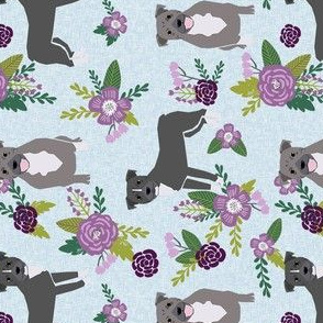 pitbull floral dog fabric, dog fabric, floral fabric, dog florals, dog fabric, pitbull florals fabric, - purple