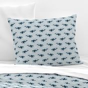 Smaller Scale Orca Killer Whale Deep Blue Sea on Grey