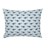 Smaller Scale Orca Killer Whale Deep Blue Sea on Grey