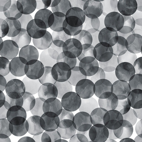 Large Scale Watercolor Bokeh Bubble Dots - Dark Charcoal Grey