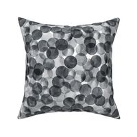 Medium Scale Watercolor Bokeh Bubble Dots - Dark Charcoal Grey