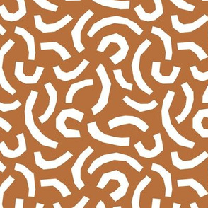 Geometric minimalist paper cut worms little messy scandinavian retro style curves abstract strokes boho design burnt orange white