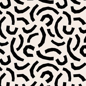Geometric minimalist paper cut worms little messy scandinavian retro style curves abstract strokes boho design off white ivory black