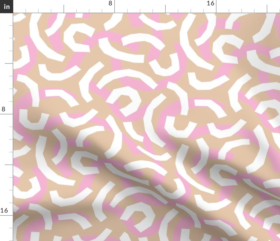 Geometric minimalist double paper cut worms little messy scandinavian retro style curves abstract strokes boho design sand beige pink white girls LARGE