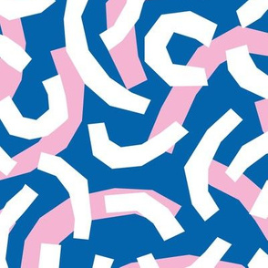 Geometric minimalist double paper cut worms little messy scandinavian retro style curves abstract strokes boho design eclectic blue pink white
