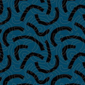 Geometric minimalist double paper cut worms little messy scandinavian retro style curves abstract strokes boho design stone blue black cinnamon 