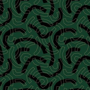 Geometric minimalist double paper cut worms little messy scandinavian retro style curves abstract strokes boho design forest green black cinnamon