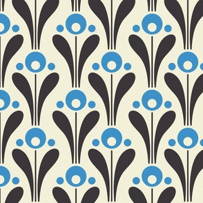 Pattern 0093a - retro flowers, blue