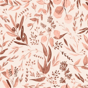 Eucalyptus Leaves Botanical Pattern - pink pastel