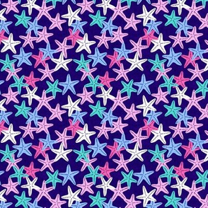 (small scale) Starfish - dark blue - summer beach nautical - C21