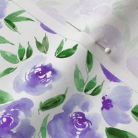 Parisian rose garden in amethyst shades- watercolor flowers for modern home decor bedding nursery a307-5