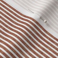 small stripes - linen textured stripes - warm terracotta brown - LAD21