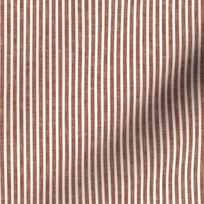 small stripes - linen textured stripes - warm terracotta brown - LAD21
