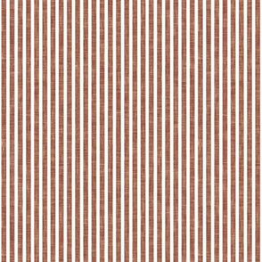 small stripes - linen textured stripes - warm terracotta brown - LAD21