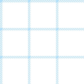 spread out gingham baby blue on white
