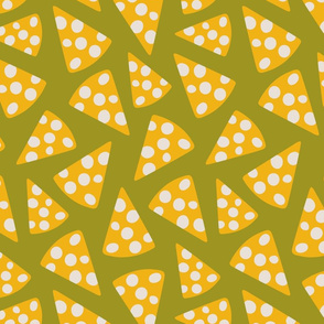 Cheese, Please! Food Kitchen Swiss Cheese Gourmet Cooking Picnic Snacks in Yellow and Green - LARGE Scale - UnBlink Studio by Jackie Tahara