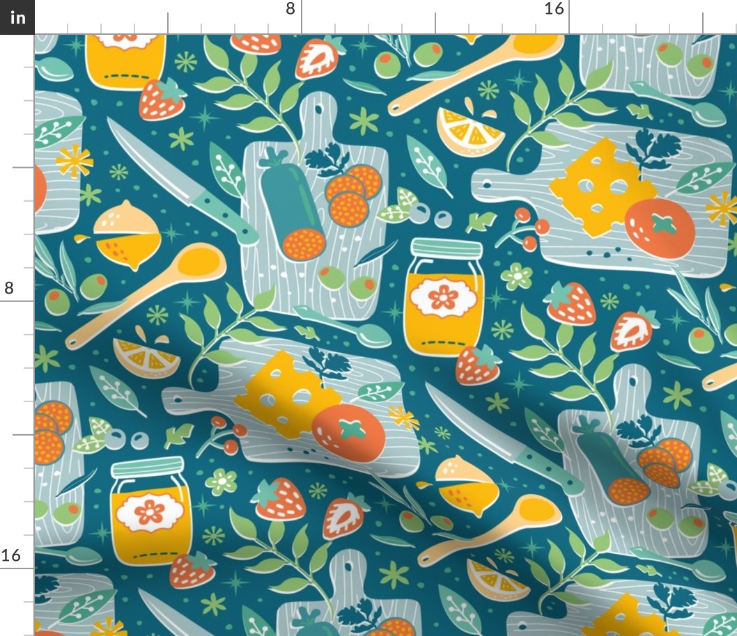 food & kitchen boards - teal & green