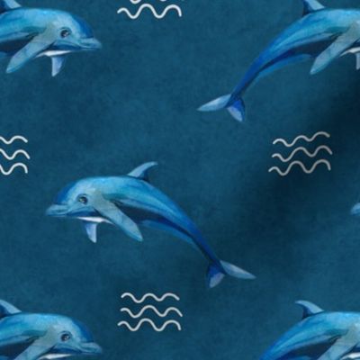 Bigger Scale Blue Dolphins on Navy
