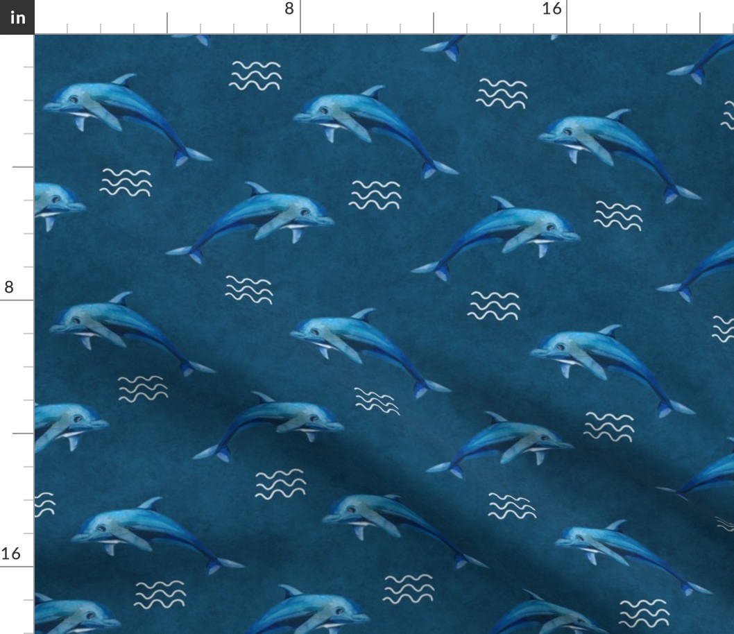 Bigger Scale Blue Dolphins on Navy