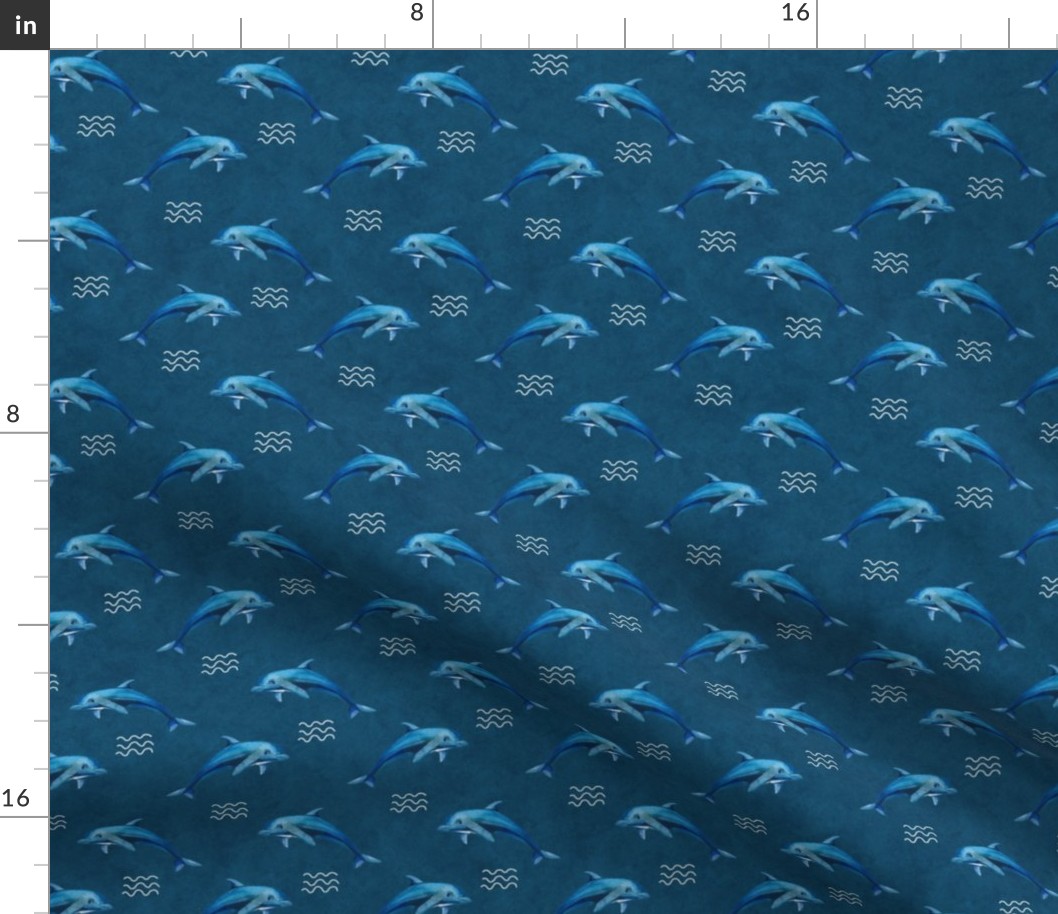 Smaller Scale Blue Dolphins on Navy