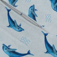 Bigger Scale Blue Dolphins on Grey