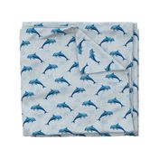 Bigger Scale Blue Dolphins on Grey