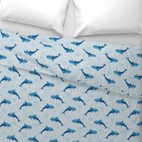 Bigger Scale Blue Dolphins on Grey