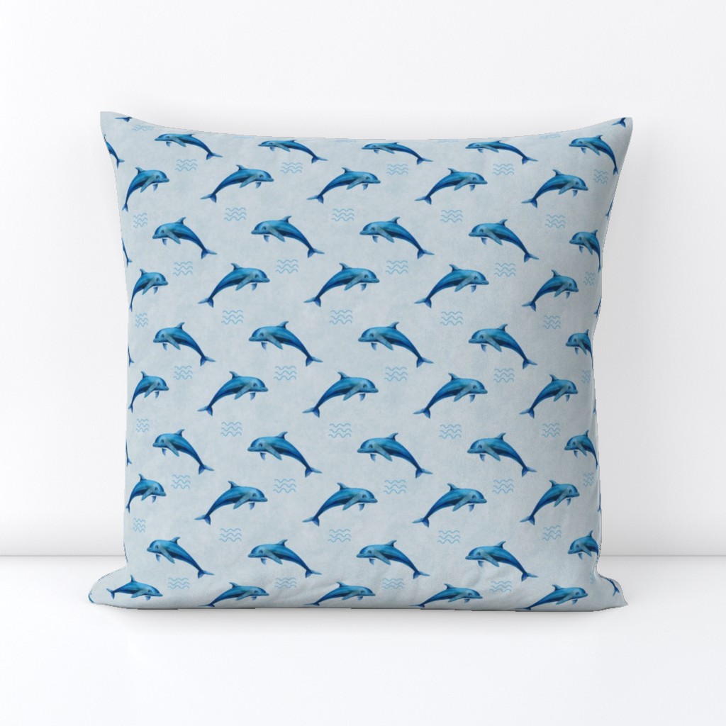 Smaller Scale Blue Dolphins on Grey