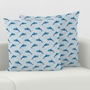 Smaller Scale Blue Dolphins on Grey