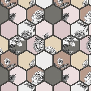 Hexagon Dahlias - earthy