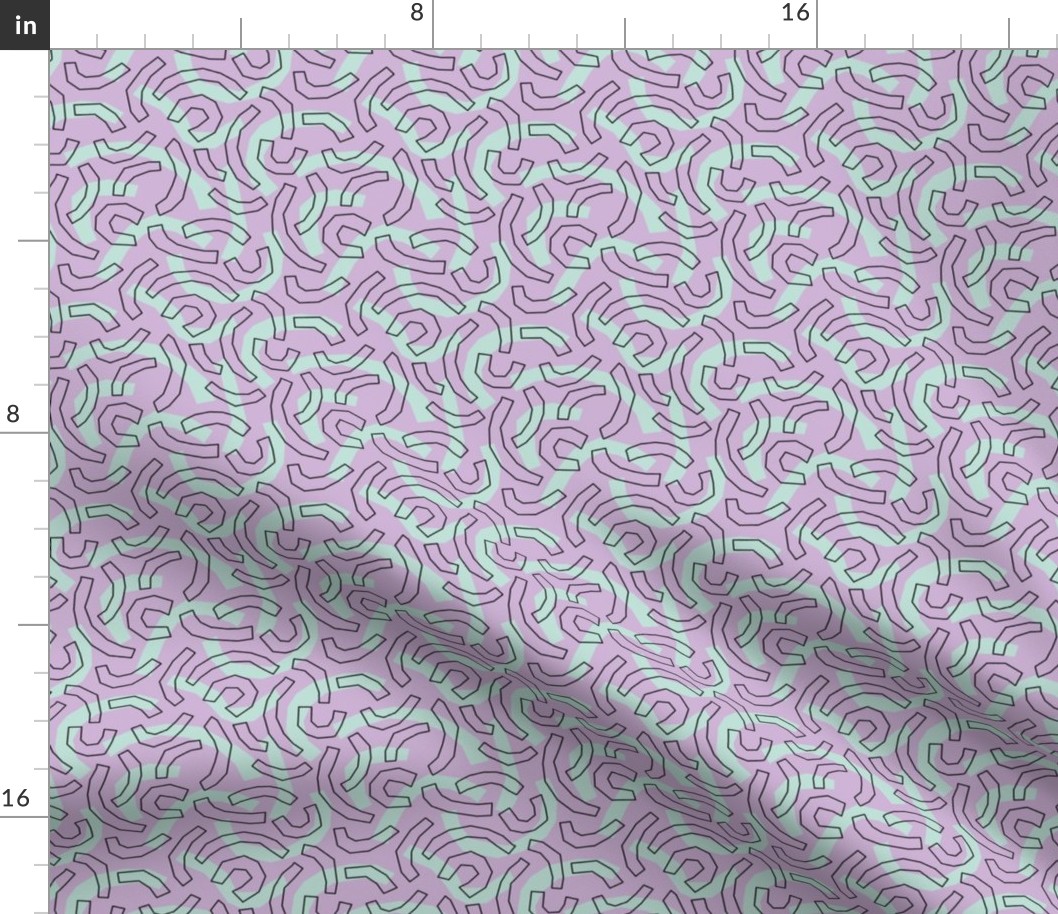 Geometric minimalist double paper cut worms little messy scandinavian retro style curves abstract strokes boho design lilac purple mint