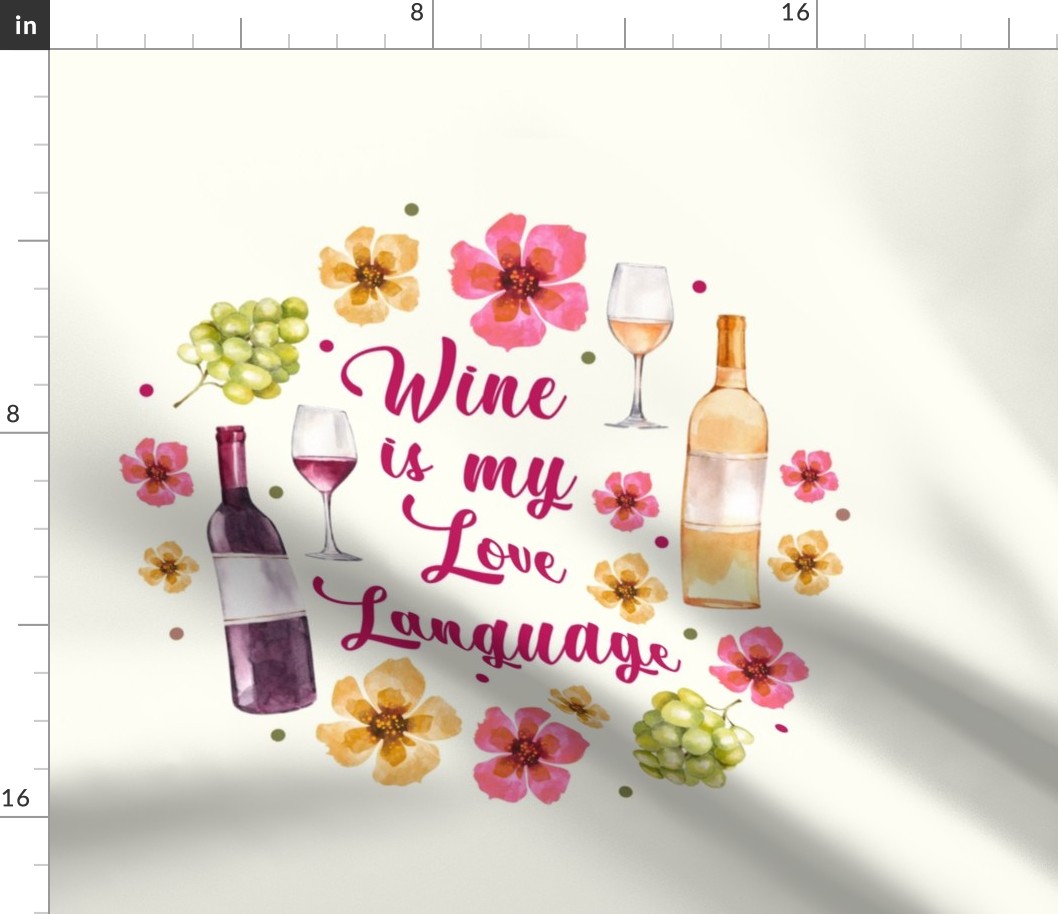 18x18 Panel Wine is My Love Language for DIY Throw Pillow or Cushion Cover