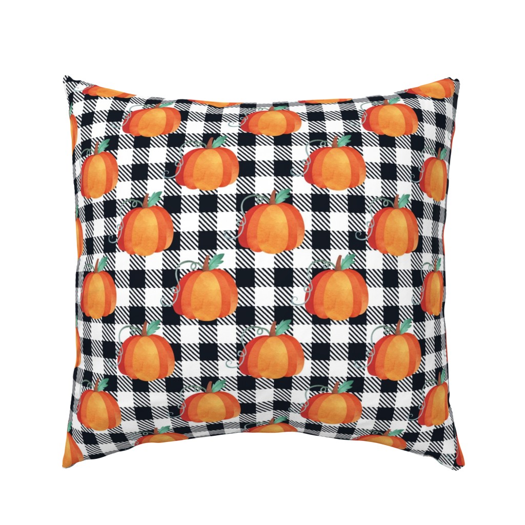 Bigger Scale Pumpkins on Black and White Gingham