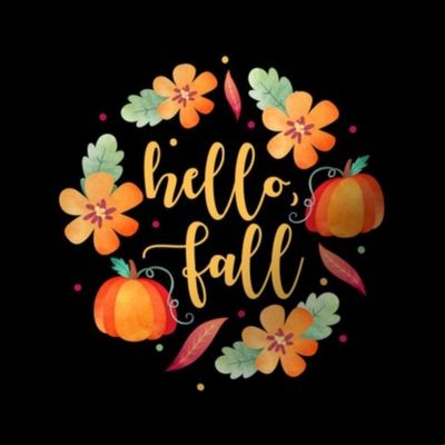 8x8 Swatch - Hello Fall - Fits 6" Hoop for Embroidery or Wall Art - DIY Pattern Kit Template Quilt Watercolor Pumpkins and Flowers
