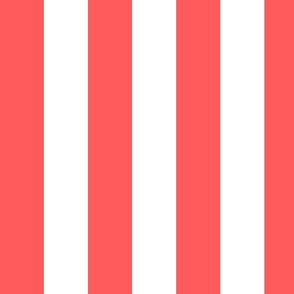 Large Vibrant Coral Awning Stripe Pattern Vertical in White
