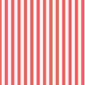 Vibrant Coral Bengal Stripe Pattern Vertical in White