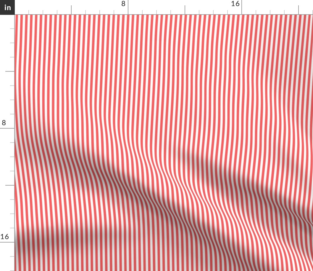 Small Vibrant Coral Bengal Stripe Pattern Vertical in White