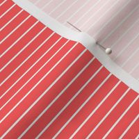 Small Vibrant Coral Pin Stripe Pattern Horizontal in White