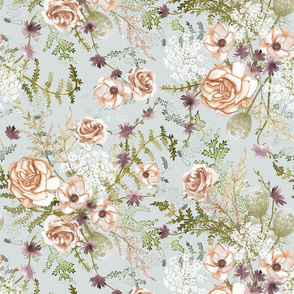 Peach And Light Blue Fabric, Wallpaper and Home Decor | Spoonflower