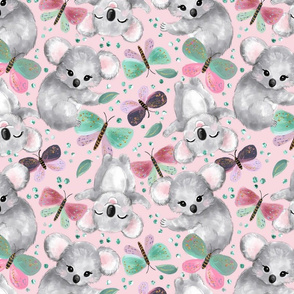 Springtime Koalas & Butterflies // pink Large Size