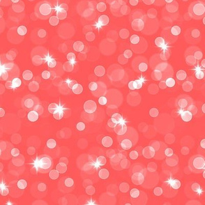 Sparkly Bokeh Pattern - Vibrant Coral Color