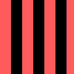 Large Vibrant Coral Awning Stripe Pattern Vertical in Black