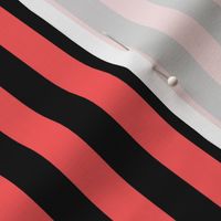 Vibrant Coral Awning Stripe Pattern Vertical in Black