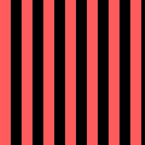 Vibrant Coral Awning Stripe Pattern Vertical in Black