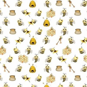 Honey Bees on White